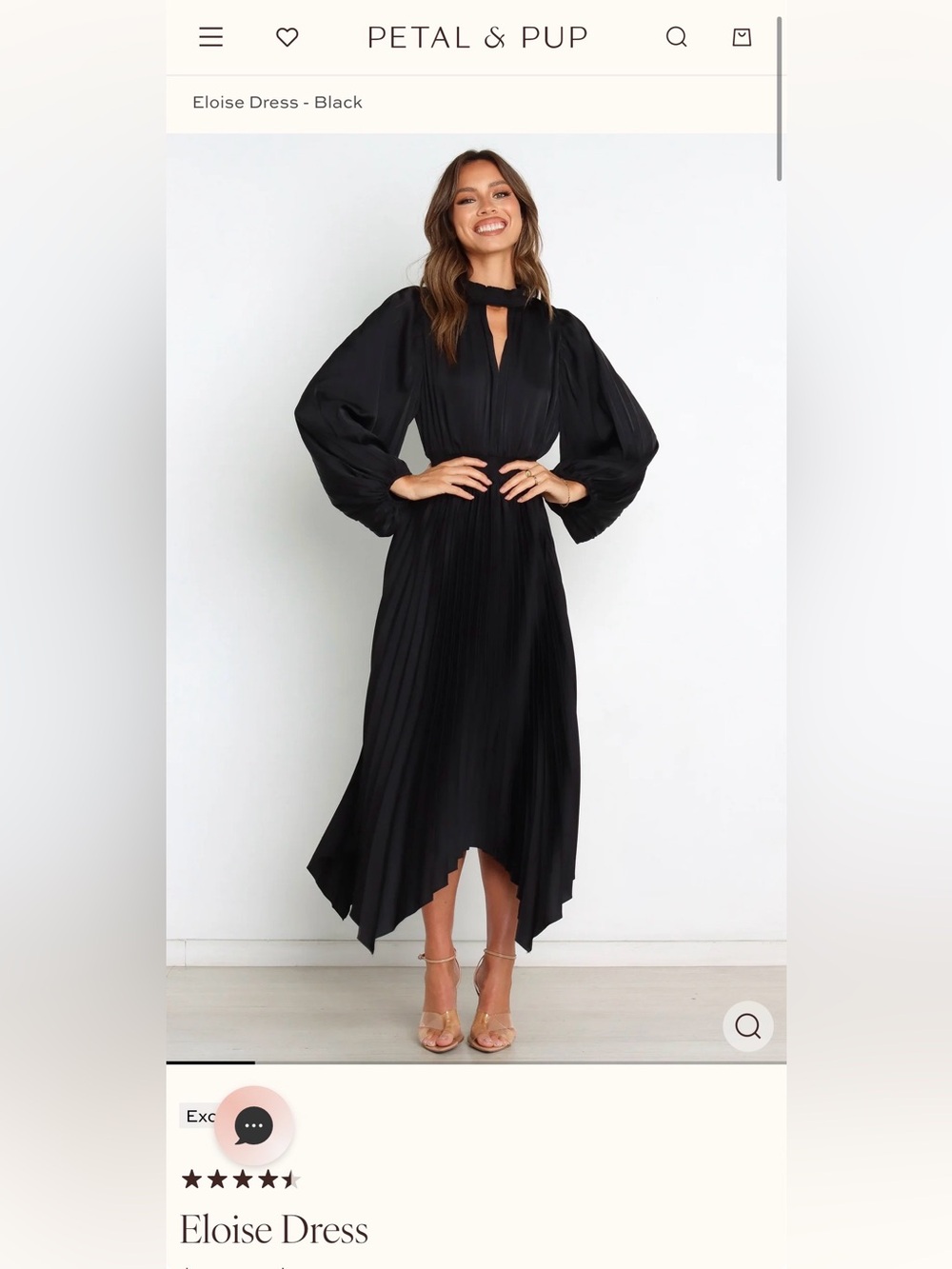 NEW Petal & Pup Eloise Black Pleated Satin Maxi Dress Wedding Guest Formal - Picture 2 of 11